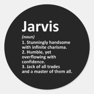 Pegatina Redonda Jarvis Definición Personalizada Nombre Gracioso Cu