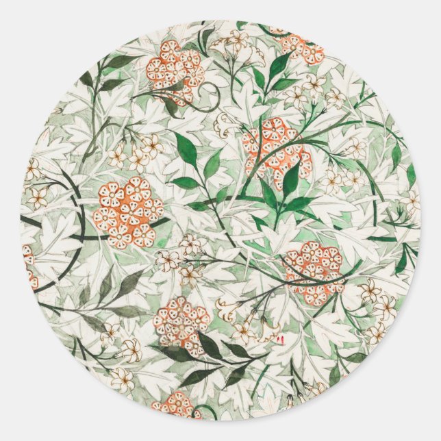 Pegatina Redonda Jasmine by William Morris (Anverso)