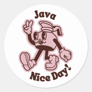 Pegatina Redonda Java Bonitos Stickers para un Buen Día