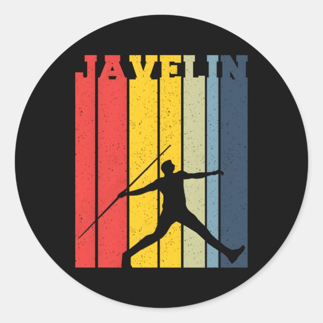 Pegatina Redonda Javelin Thrower Atlete Track And Field (Anverso)