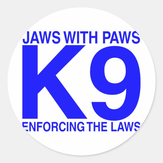 Pegatina Redonda Jaws con Paws haciendo cumplir las leyes (Anverso)