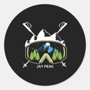 Pegatina Redonda Jay peak vermont esquí esquiador gafas de esquí y