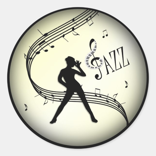 Pegatina Redonda Jazz Dance Yellow Music (Anverso)