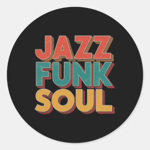 Pegatina Redonda Jazz Funk y Soul - Música Vintage Retro Afro
