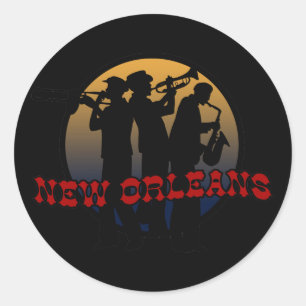 Pegatina Redonda Jazz Retro New Orleans