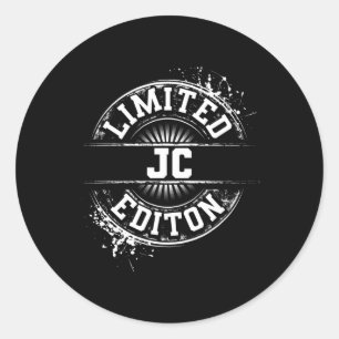 Pegatina Redonda Jc Limited Edition Funny Chiste de nombre personal