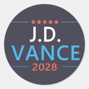 Pegatina Redonda JD Vance 2028 Republicano Patriótico