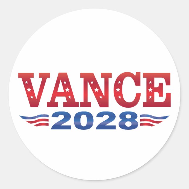 Pegatina Redonda JD Vance Presidente 2028 (bs) (Anverso)