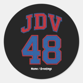 Pegatina Redonda JDV 48 Retro Estilo Varsity Monograma Deportivo Vi
