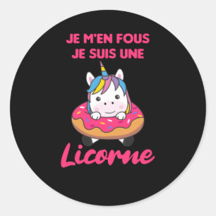 Pegatina Redonda Je M'en Fous Je Suis Une Licorne - Unicorn Donut