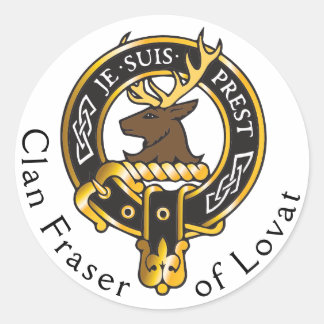 Pegatina Redonda Je Suis Prest - Escudo de Clan Fraser
