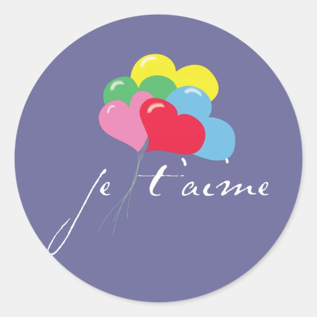 Pegatina Redonda Je' taime (te amo) (Anverso)