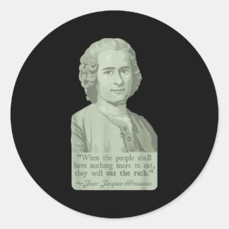 Pegatina Redonda Jean-Jacques Rousseau Retrato Y Cita