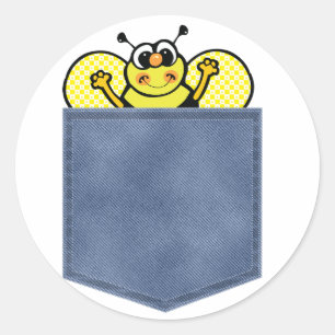 Pegatina Redonda Jean Pocket Bumble Bee