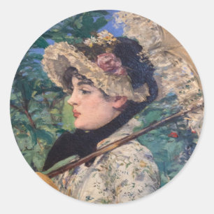 Pegatina Redonda Jeanne (Primavera) De Édouard Manet