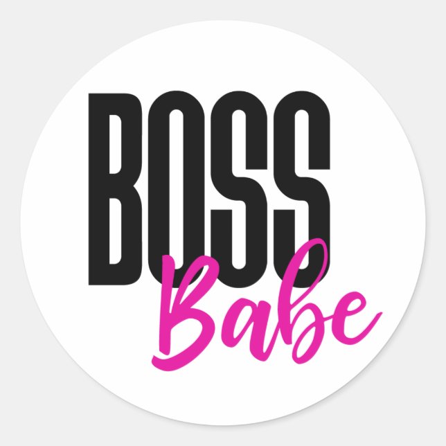 Pegatina Redonda Jefe Babe, Chica Jefe (Anverso)