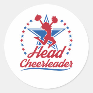 Pegatina Redonda Jefe de animador CheerLeer Capitán Cheerled
