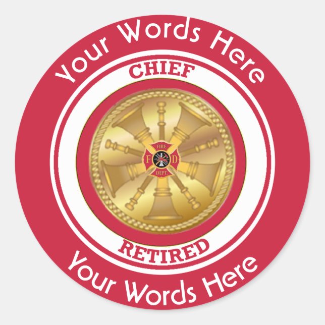 Pegatina Redonda Jefe de bomberos retirado (Anverso)