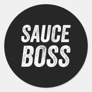 Pegatina Redonda Jefe de salsa Chef Bbq Cocina Comida Humorística