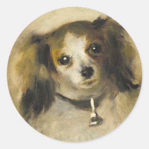 Pegatina Redonda Jefe de un perro, Auguste Renoir Art