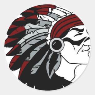 Pegatina Redonda Jefe del nativo americano