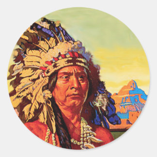 Pegatina Redonda Jefe indio