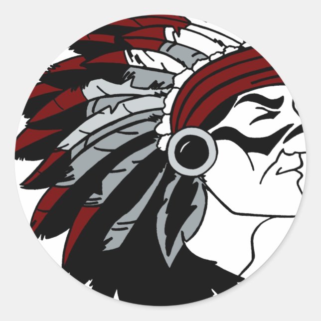 Pegatina Redonda Jefe nativo americano (Anverso)