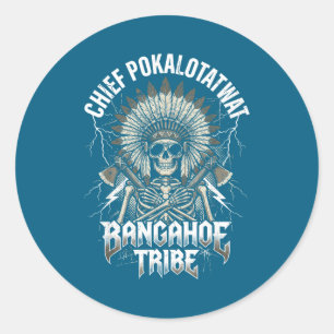 Pegatina Redonda Jefe pokalotatwat de la tribu indígena nativa