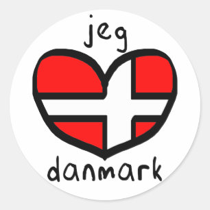 Pegatina Redonda Jeg Elsker Danmark