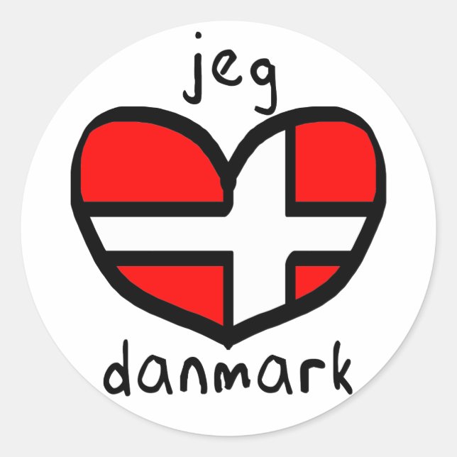 Pegatina Redonda Jeg Elsker Danmark (Anverso)