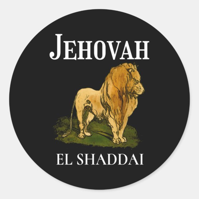 Pegatina Redonda Jehová Es El Shaddai Significa El Dios Todopoderos (Anverso)