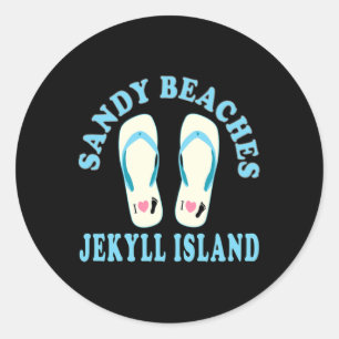 Pegatina Redonda Jekyll Island Vacation Sandy Beaches I Heart Flip