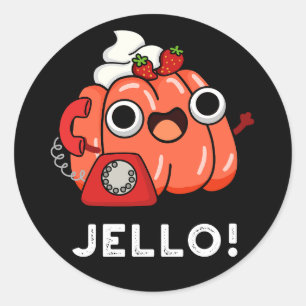 Pegatina Redonda Jello Gracioso Jello Al Teléfono Pun Oscuro BG