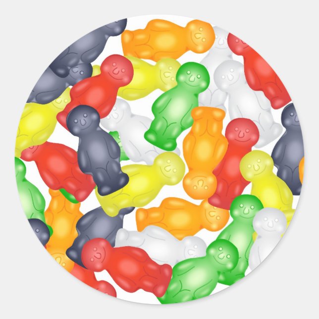 Pegatina Redonda Jelly Babies (Anverso)