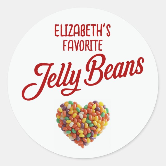 Pegatina Redonda Jelly Beans Favoritos Personalizables (Anverso)