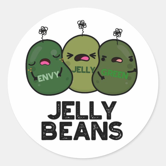 Pegatina Redonda Jelly Beans Funny Jealous Candy Pun (Anverso)