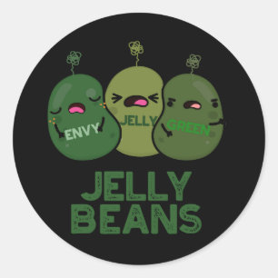 Pegatina Redonda Jelly Beans Funny Jealous Candy Pun Dark BG