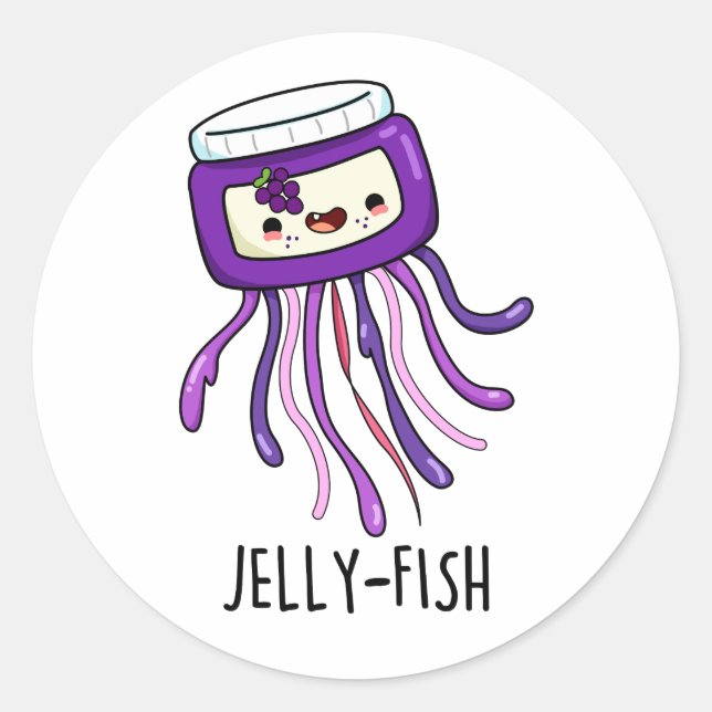 Pegatina Redonda Jelly-fish Funny Jelly Jar Pun (Anverso)