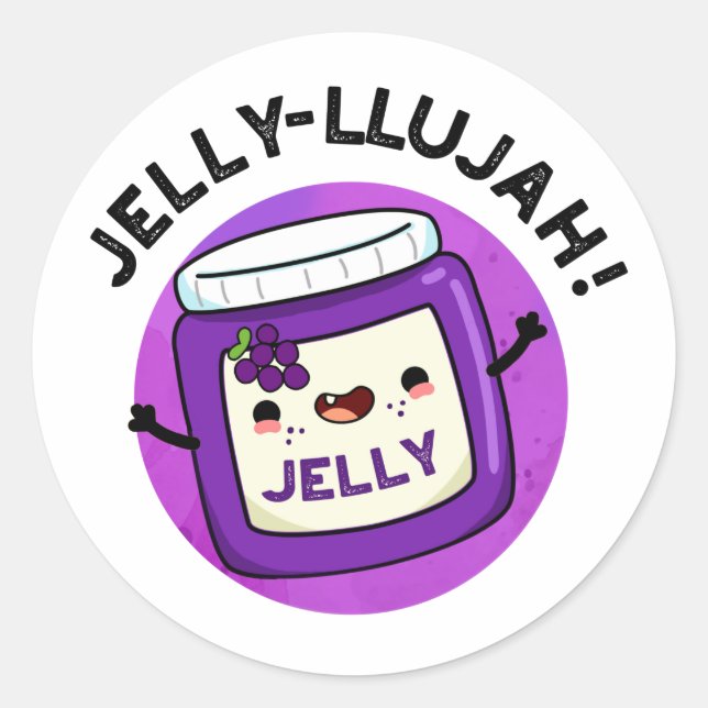 Pegatina Redonda Jelly-llujah Funny Jelly Pun (Anverso)