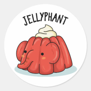 Pegatina Redonda Jellyphant Funny Elephant Jelly Pun
