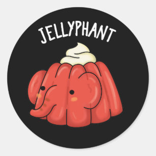 Pegatina Redonda Jellyphant Funny Elephant Jelly Pun Dark BG