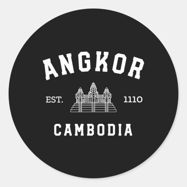 Pegatina Redonda Jemer camboyano deportivo Angkor Wat (Anverso)