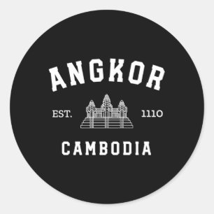 Pegatina Redonda Jemer camboyano deportivo Angkor Wat