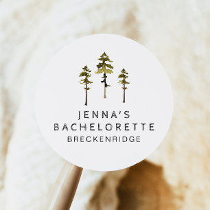 Pegatina Redonda JENNA Pine Tree Camp Mountain Bachelorette