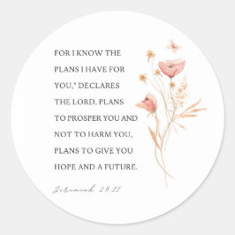 Pegatina Redonda Jeremías 29:11 Conozco los planes que tengo para t