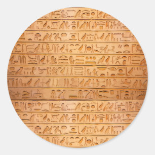 Pegatina Redonda Jeroglífico Antiguo Egipto Idioma Texto Grabado