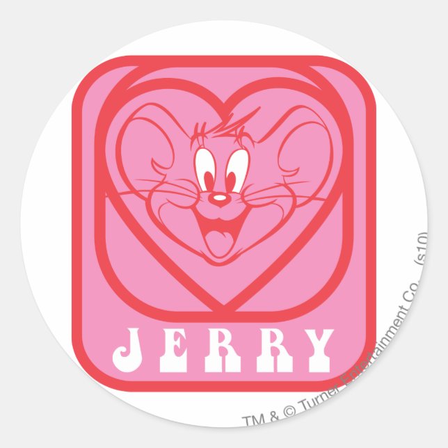 Pegatina Redonda Jerry Pink Hearts (Anverso)