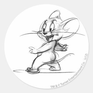 Pegatina Redonda Jerry Side Sketch