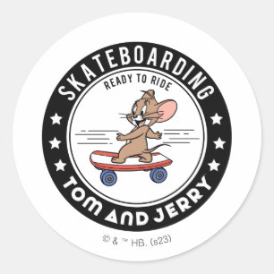 Pegatina Redonda Jerry Skateboarding - Listo Para Viajar