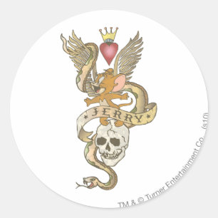 Pegatina Redonda Jerry torció el tatuaje 2